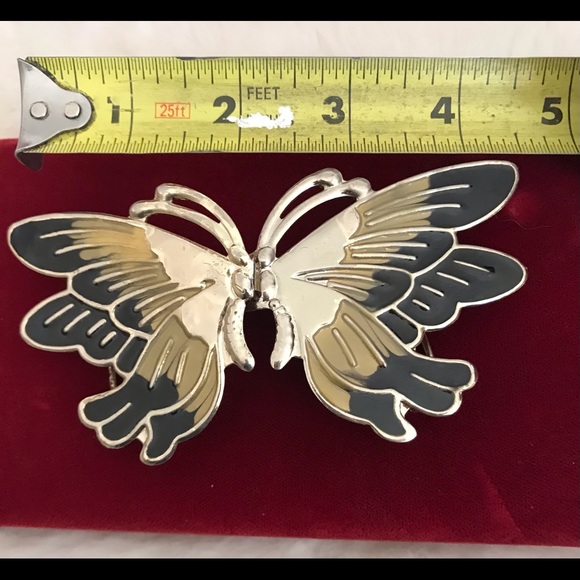 Vintage butterfly metal buckle, Mid-century BoHo, deco style - Picture 7 of 7